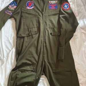Olive Green Top Gun Flight Suit Costume
